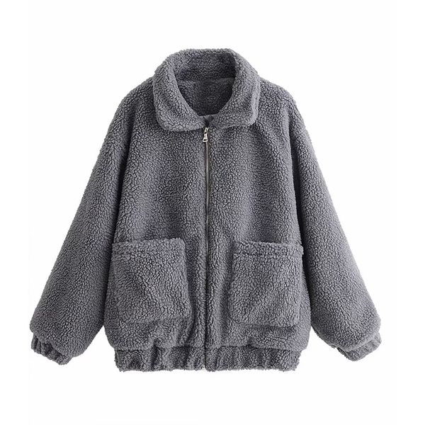 

2018 women-s autumn faux lambswool fur jackets for girls oversized warm gray coat-s ladies patchwork liner hairly full outerwear, Black