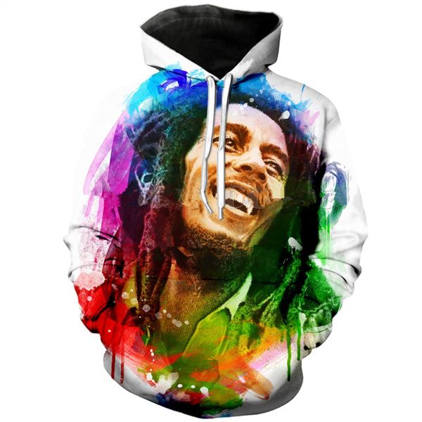 

новые моды регги боб марли 3d печати толстовки мода одежда женщины / мужчины толстовка повседневная пуловеры k363, Black