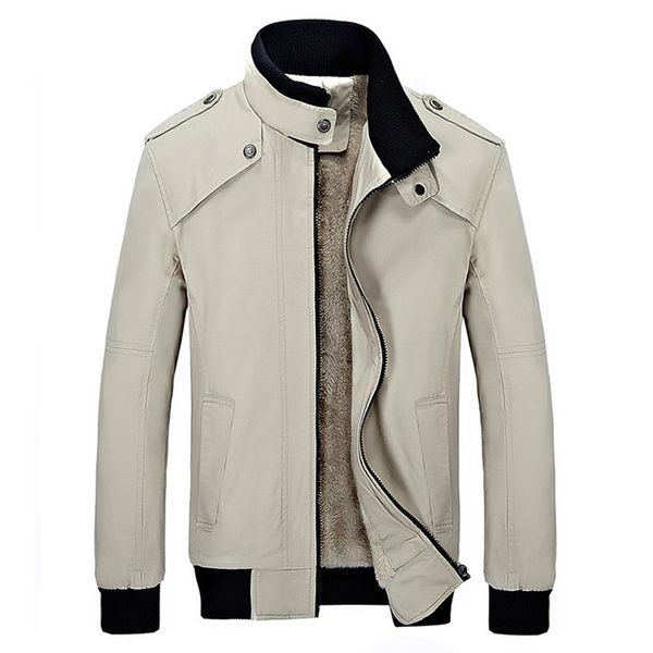 

2018 new men's winter warm parkas stand collar casual velvet wool coats mens inside fleece outerwear male brand jackets, Black