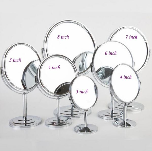 

deskrevolving makeup mirror stand for makeup magnifying 2x table mirrors, round / oval double sided mirror silver metal