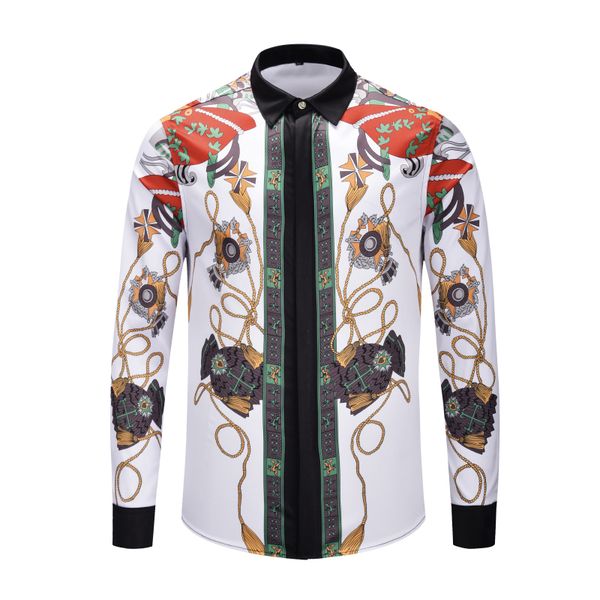 

2018 new luxury men long sleeve cotton casual shirts designer 3d slim fit fashion england shirts -xxxl 90166, White;black