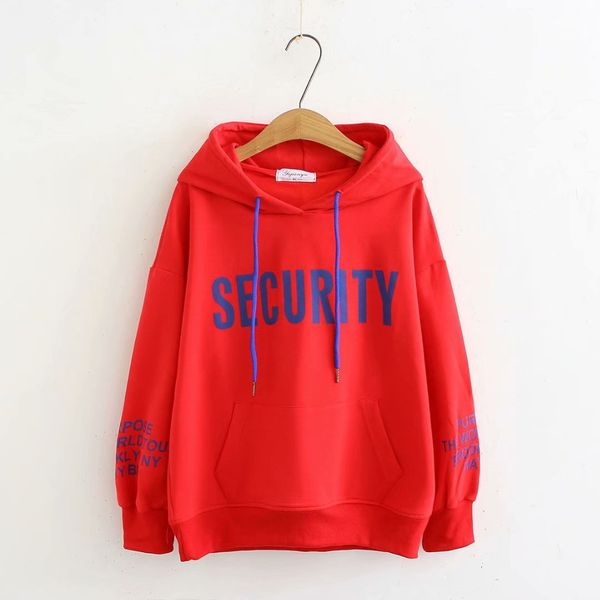 

autumn women pullovers sweatshirts letter printed loose plus velvet ladies hoodies 2018 winter fashion o-neck female clothing, Black