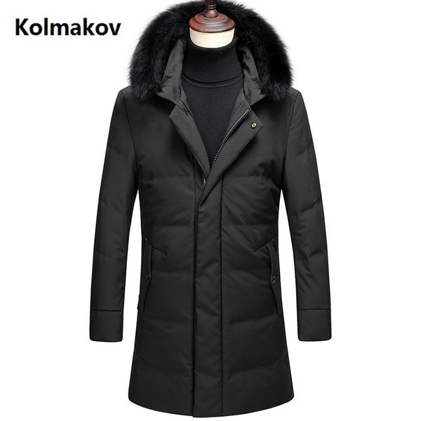 

2018 winter men fashion warm trench coat classic down jacket thicken hooded casual 85% white duck down men's coats, Black
