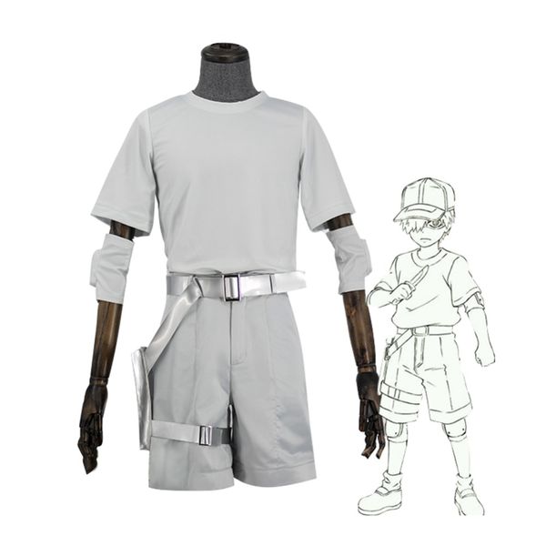 

cosplaydiy cells at work juvenile white blood cells pants suit hataraku saibou cosplay costume l320, Black
