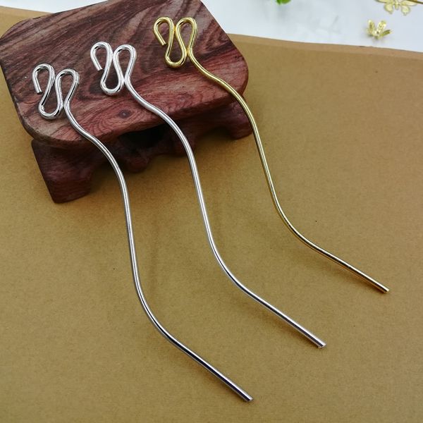 

pcs 120*2mm metal iron hair sticks 3 colors plated snake shape hairpins blank base setting for women jewelry accessories, Golden;white