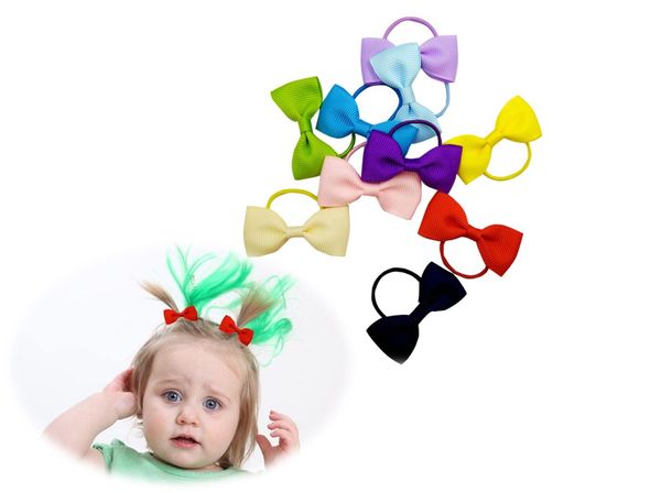 

baby girls bow elastic ties ponytail holders for baby kids 20pcs, Slivery;white
