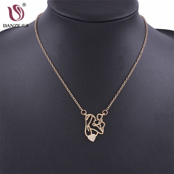 

danze love gift gold mom and baby pendant necklaces fashion bling cz heart chain necklace for mother women jewelry gifts, Silver