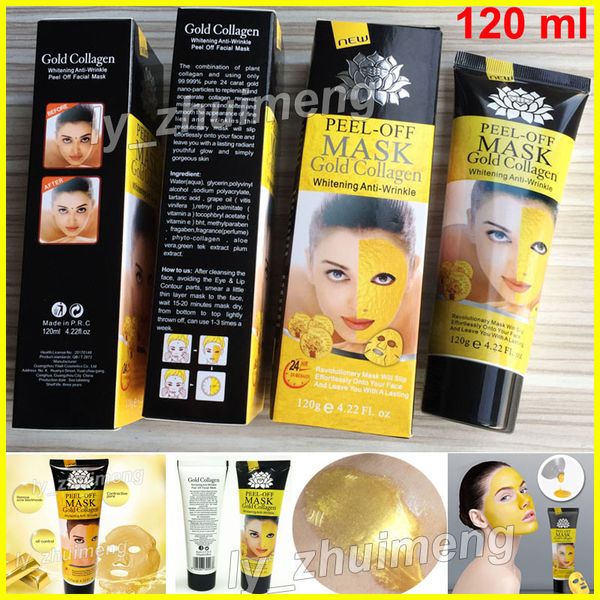 Alta Qualidade Peel Off Máscara Facial de Ouro Colágeno Limpeza Profunda 120 ml máscara de Cristal Removedor de Cravo Poros Limpo Máscaras Máscara Facial