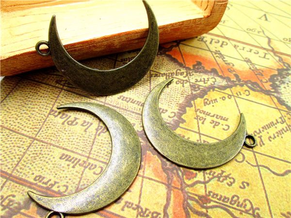 

15pcs-moon charms, antique bronze moon pendants/charms 44x32mm, Bronze;silver