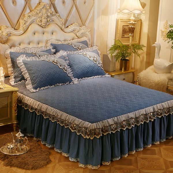 

full queen king size princess lace bed skirt grey blue purple color bedspread bed cover sheets colchas para camas decoration