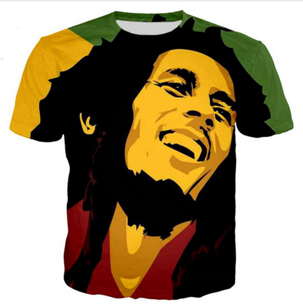 

fashion mens/womans reggae originator bob marley summer style funny 3d print casual t-shirt plus size zgx021, White;black