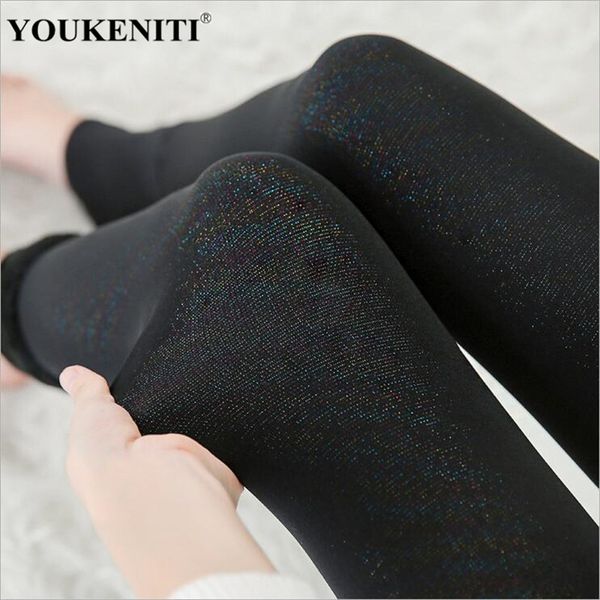 

youkeniti 2017 new winter plus velvet thickening keep warm step on foot pants high elastic push up skinny leggings for woman, Black