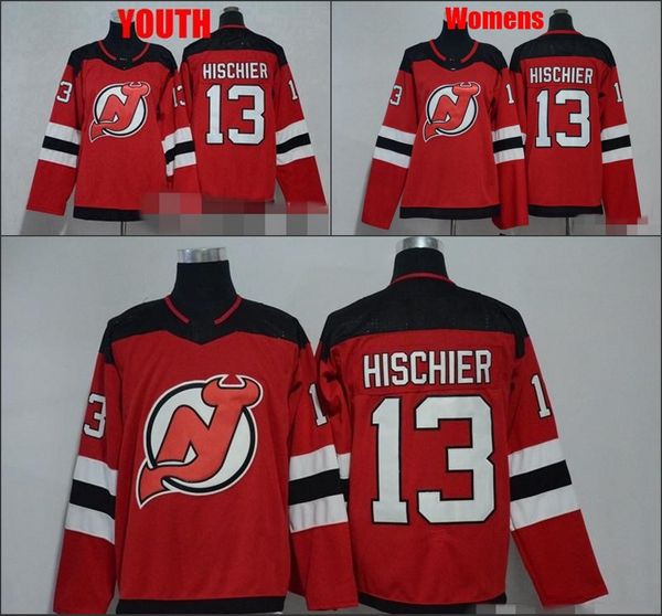 

2018 NEW Womens New Jersey Devils 13 Nico Hischier Hockey Jerseys Ladies Nico Hischier Stitched Girls Jersey