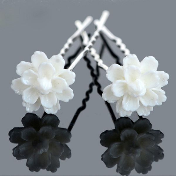 2018 Cindiry White Lotus Flower Hair Pin Clips Women Wedding