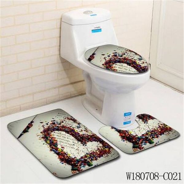 

wholesales 50x80cm toilet seat three pieces of ground mat door mat bathroom carpet
