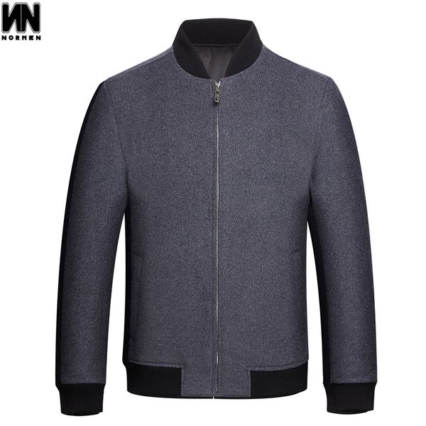 

normen men's fashion solid wool smart casual jacket crew neck rib sleeve regular fit business jacket overcoat overwear grade, Black;brown