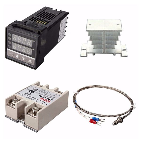 

digital 220v pid rex-c100 temperature controller + max.40a ssr + k thermocouple, pid controller set heat sink