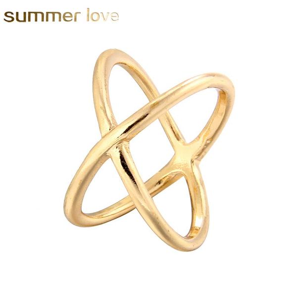 

2018 new arrival x three-dimensional surround hollow rings for women men inner diameter 17mm fashion sliver gold rings jewelry gift, Golden;silver
