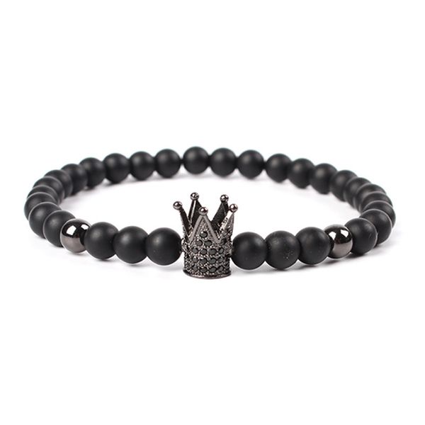 

mkendn trendy imperial crown charm bracelets men natural stone stone beads for women men jewelry pulsera hombres, Black