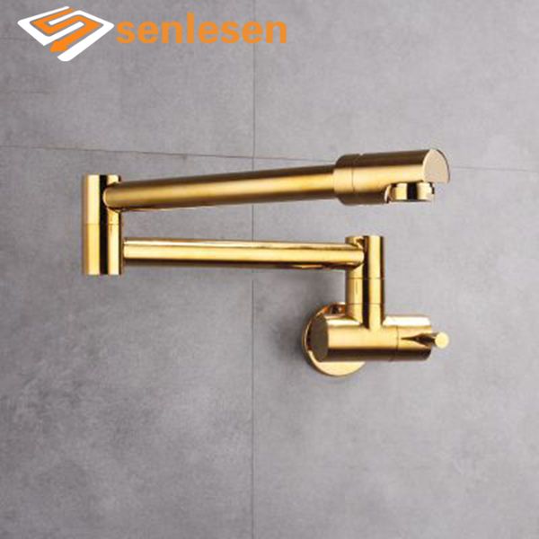 

wholesale and retail wall mounted kitchen sink faucet golden single lever cold or kitchen taps