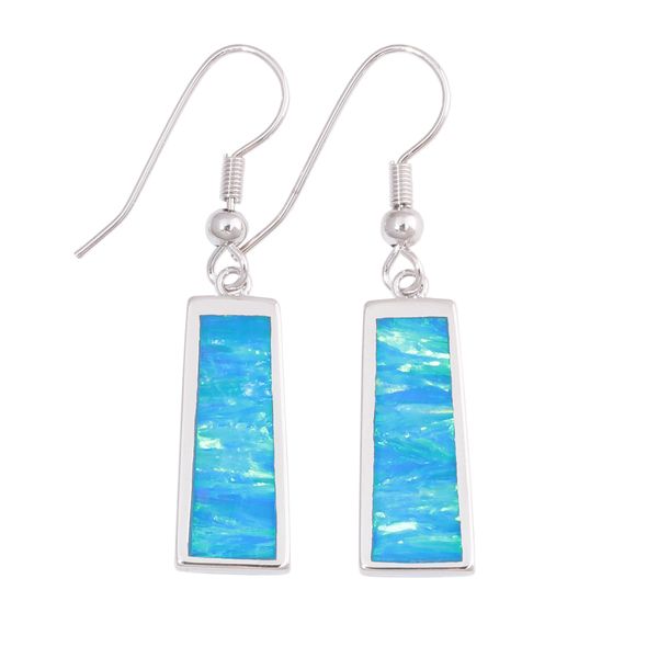 

cinily created bule & orange fire opal silver plated wholesale for women jewelry engagement dangle earrings 1 5/8" oh4551-52