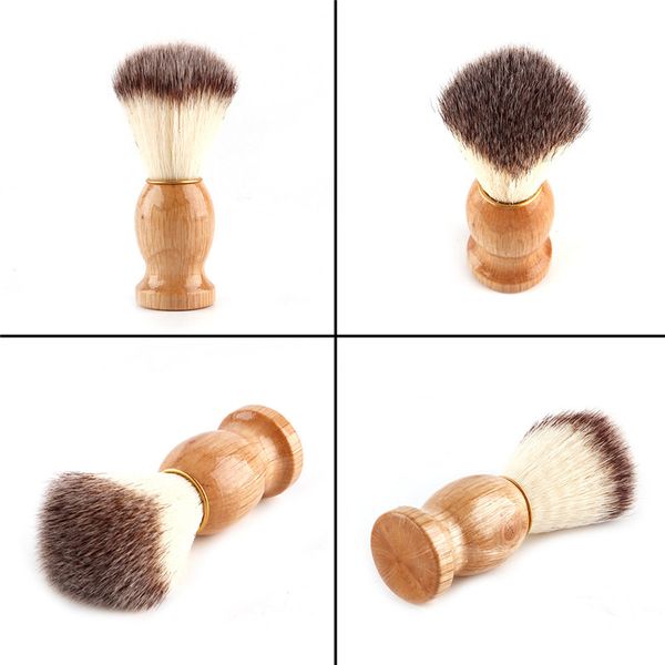 

2018 barber hair shaving razor brushes natural wood handle beard brush for men gift barber tool