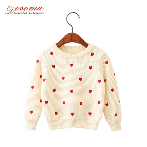 

dosoma sweater for girls 2018 love embroidery sweater fashion girl long sleeved spring baby girl knit pullover casual sweaters, Blue