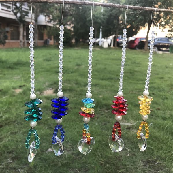 

5pcs hanging crystal chakra heart sun catchers chandelier crystals prism part hanging suncather pendant home wedding decoration wqm125