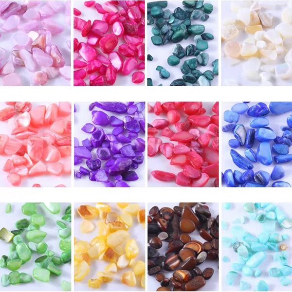 

shellhard 12 colors nail shell stone 32g glitter diy manicure marble shell crushed stones nail art decoration random colors, Silver;gold