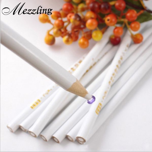 

10pcs/set professional wooden dotting pencils point drill pen for nail art rhinestones gems picking tools, Silver