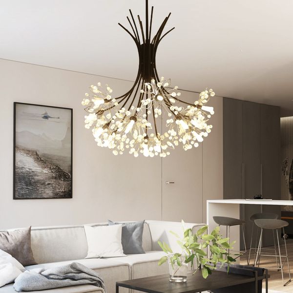 

nordic loft art crystal dandelion chandelier modern warm bedroom living room cafe g4 led hanging light fixtures ing