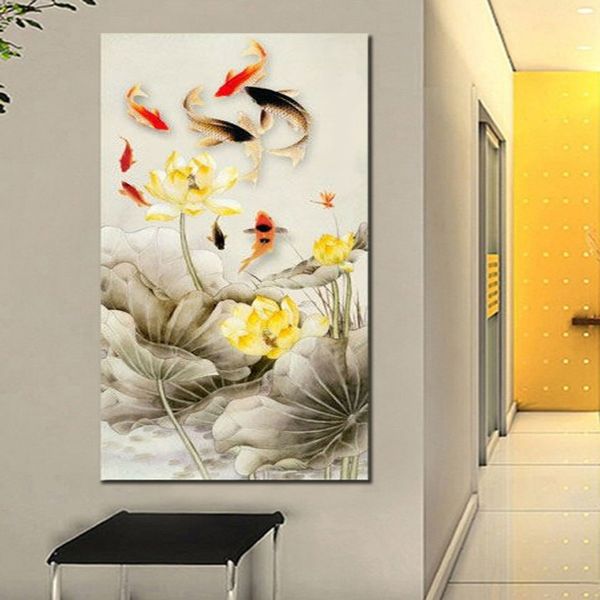 

100% hand painted landscap oil painting wall art for home decor no framed modern abstract colorful fish art