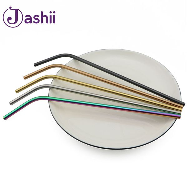 

rainbow extra long straws reusable metal 304 stainless steel drinking straws brush metal drink juice bar accessorie party