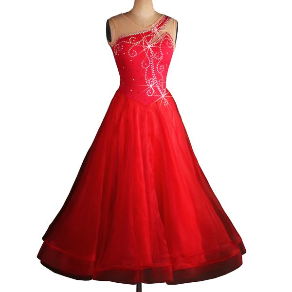 

customized ballroom waltz dresses sale competition dress dance costumes tango d0184 cacare big sheer hem with shinning rhinestones, Black;red