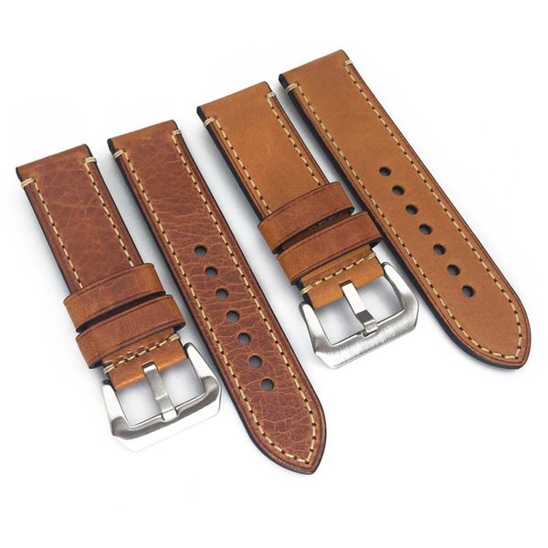 

genuine leather watchbands for watch strap 20mm 22mm 24mm stainless steel buckle watch strap women men cowhid, Black;brown