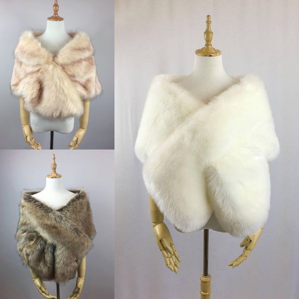 Novo Faux Fur Nupcial De Pele De Xale Vara Wraps Casamento Shrug Casaco de Noiva Festa de Casamento Do Inverno Boleros Jacket Tamanho Livre