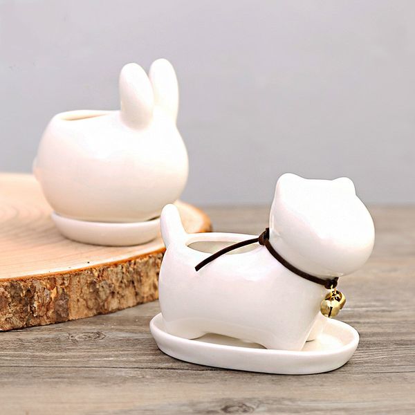 

новый дизайн милые животные горшечные цветы садоводство суккуленты горшок горшок белый керамический горшок украшения дома