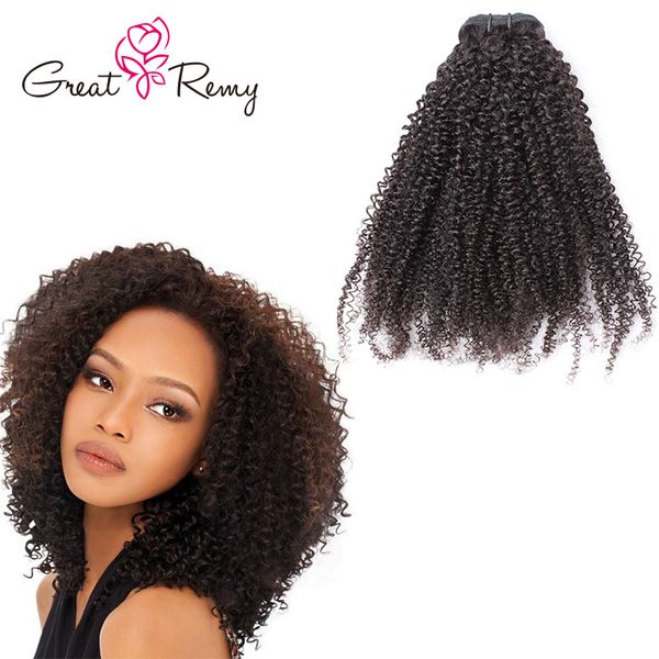 Greatremy® Afro Kinky Curly Weaves Weaves Trade Cutículas Completas Extensões Humanas de Cabelo Humano Brasileiro Pacotes de Cabelo Onda Curly