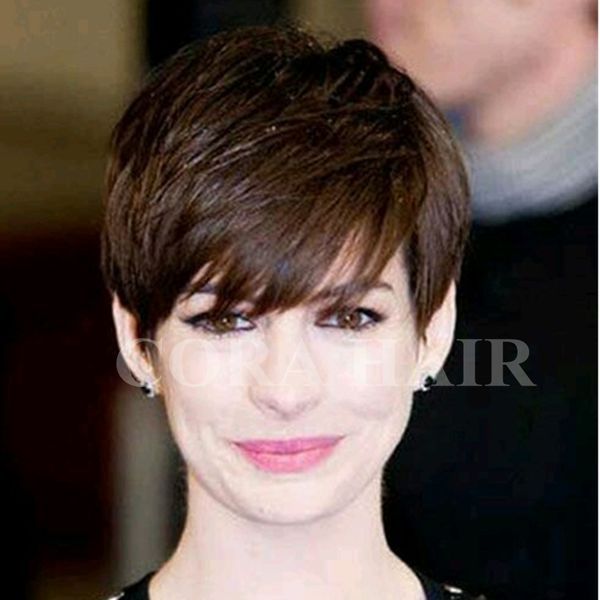 Short Pixie Indian Human Hair Wigs Glueless Brazlian Full Machine