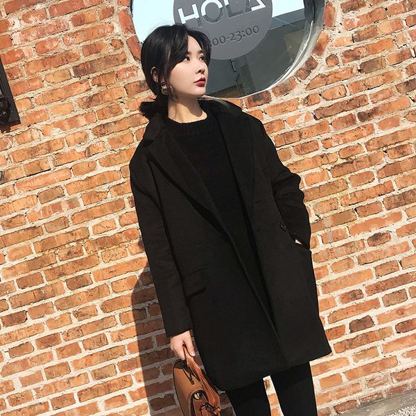 

black women wool blend coat single button cashmere jacket elegant ladies coats