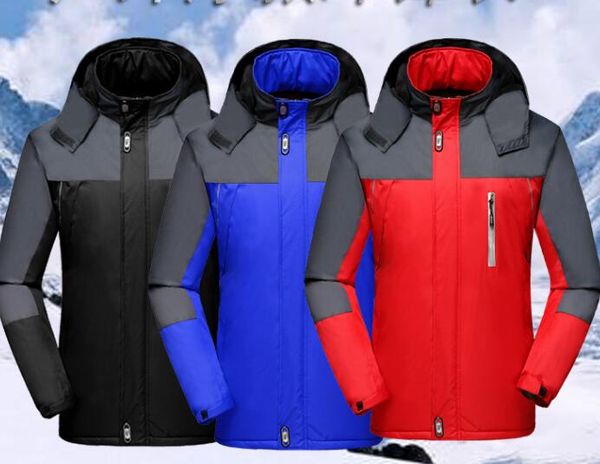 

winter clothing plus velvet thickening men's warm outdoor clothing ssault clothing hooded cotton coats jacket ski suit, Black