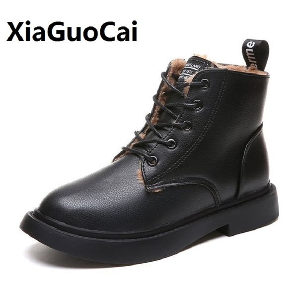 

new genuine leather women boots winter whit fur waterproof shock absorption warm breathable wear-resistant non-slip women shoes, Black