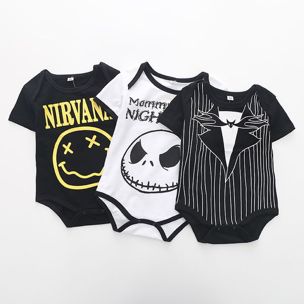 

INS hot Style new 100% cotton Personality monster print romper baby girl boy summer short sleeve soft romper clothing