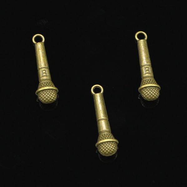 67pcs liga de zinco encantos de bronze antigo microfone banhado a bronze cantam encantos para jóias que produzem pingentes artesanais de diy 25*7mm