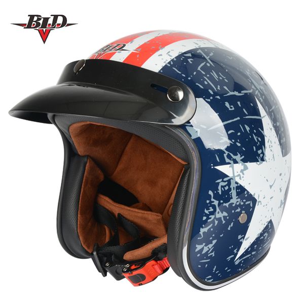 

bld motorcycle helmet motocicleta cacapete casco casque retro open face helmet 3/4 moto casco dot approved