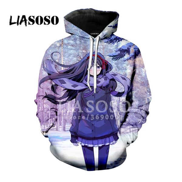 

liasoso 3d print anime puella magi madoka magica kawaii girls akemi homura hooded hoodies sweatshirt outwear a292, Black