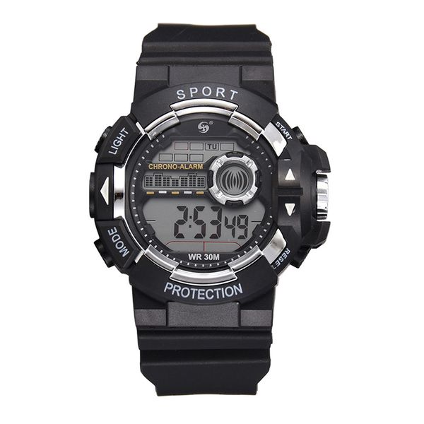 

mens brand luxury watch sport digital wristwatches rubber military 30m waterproof watches gifts electronics clock relogio masculino, Slivery;brown