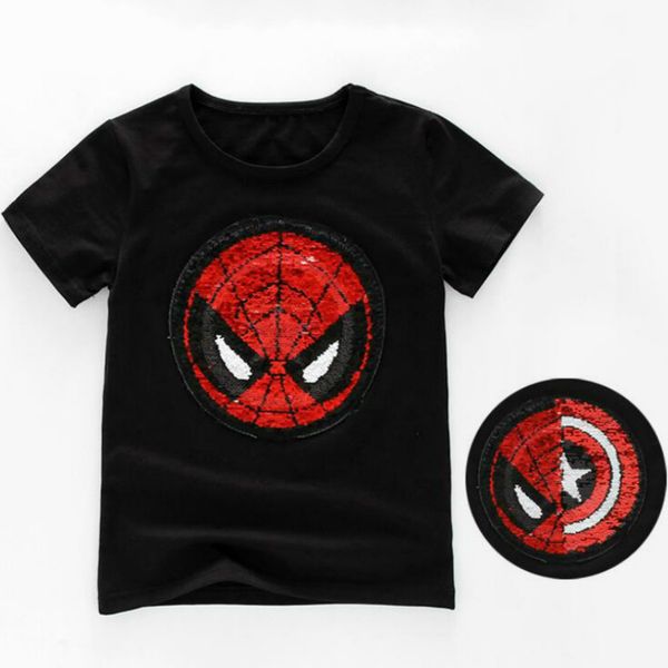 

Реверсивные блестки футболка переменчивый Капитан Америка Человек-Паук бисером