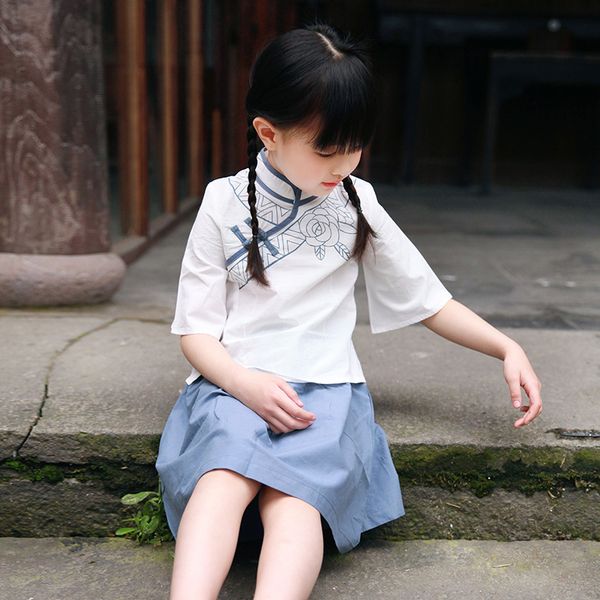 

vintage baby girls chorus dance costume new children cosplay clothes hanfu clothing mandarin collar chinese 1930s campus wear, Red