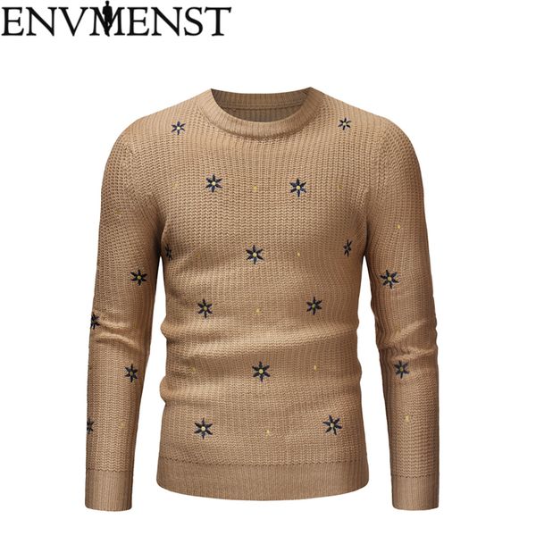 

envmenst 2018 новый осенний модный бренд повседневная свитер о-образным вырезом печати slim fit вязание мужчины пуловеры свитера, White;black